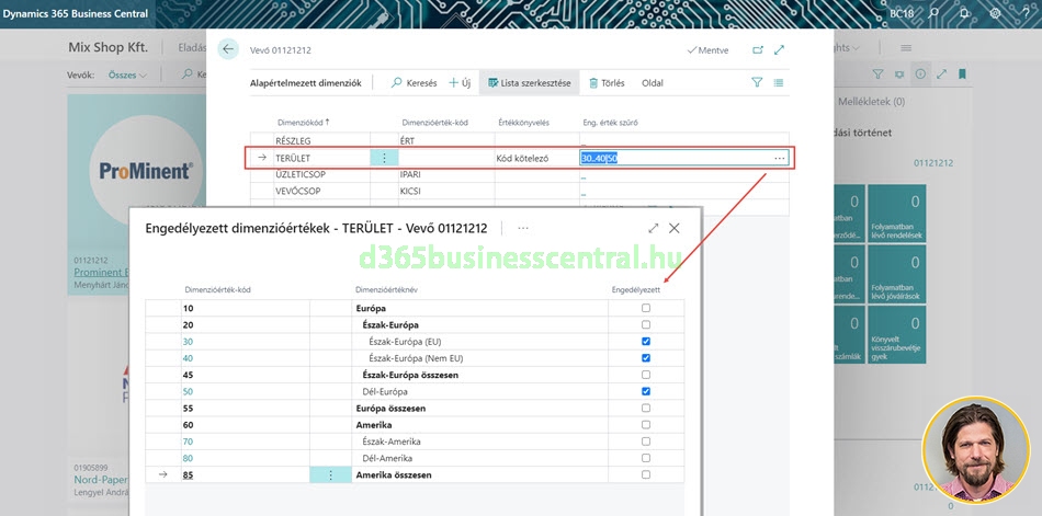 Microsoft Dynamics 365 Business Central - Alapértelmezett dimenziók