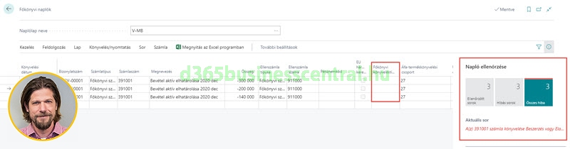Business Central - Hibaellenőrzés naplólapokon
