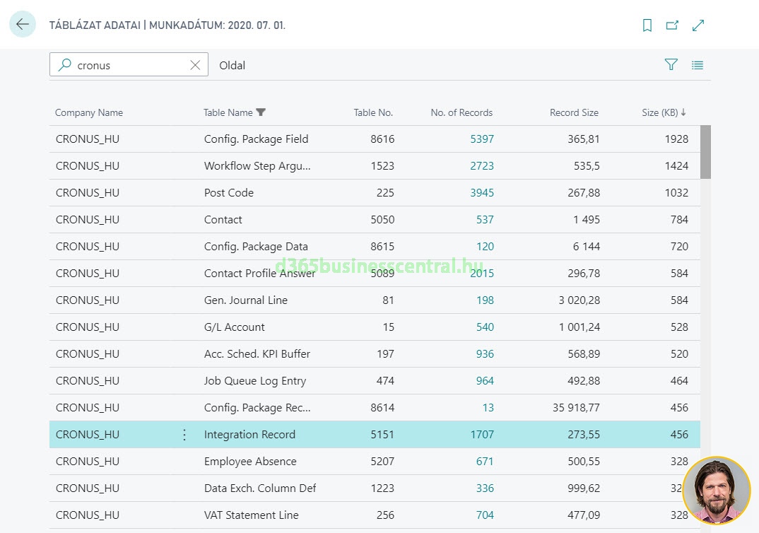 Business Central adatok elemzése