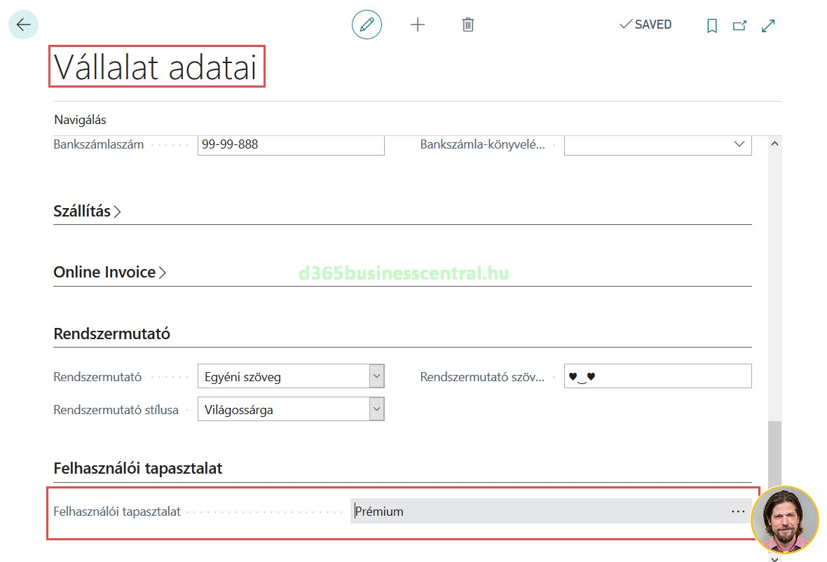 Business Central - Felhasználói tapasztalat