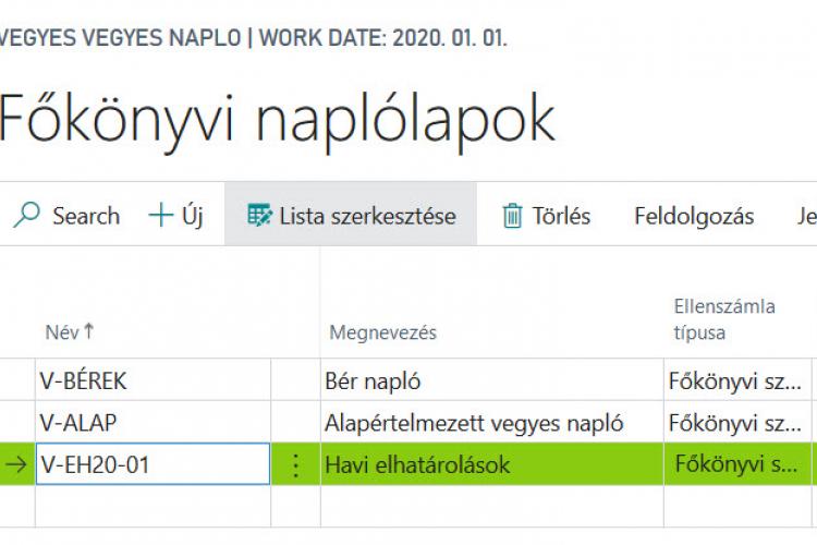 Naplólapok elnevezése - naplósorszám növelése